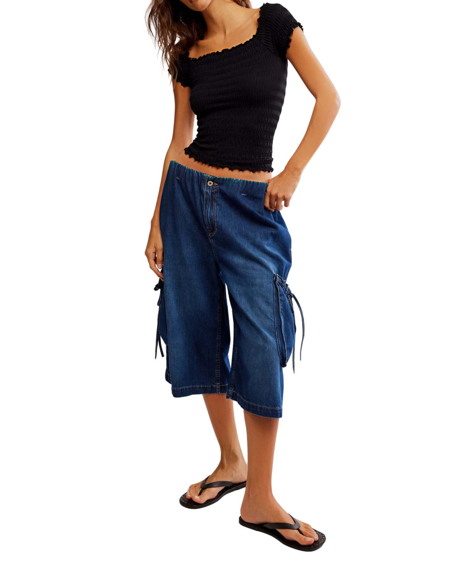 FREE PEOPLE Black Pucker Up Seamless Tee - Image 6