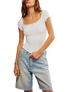 FREE PEOPLE Ivory Pucker Up Seamless Tee