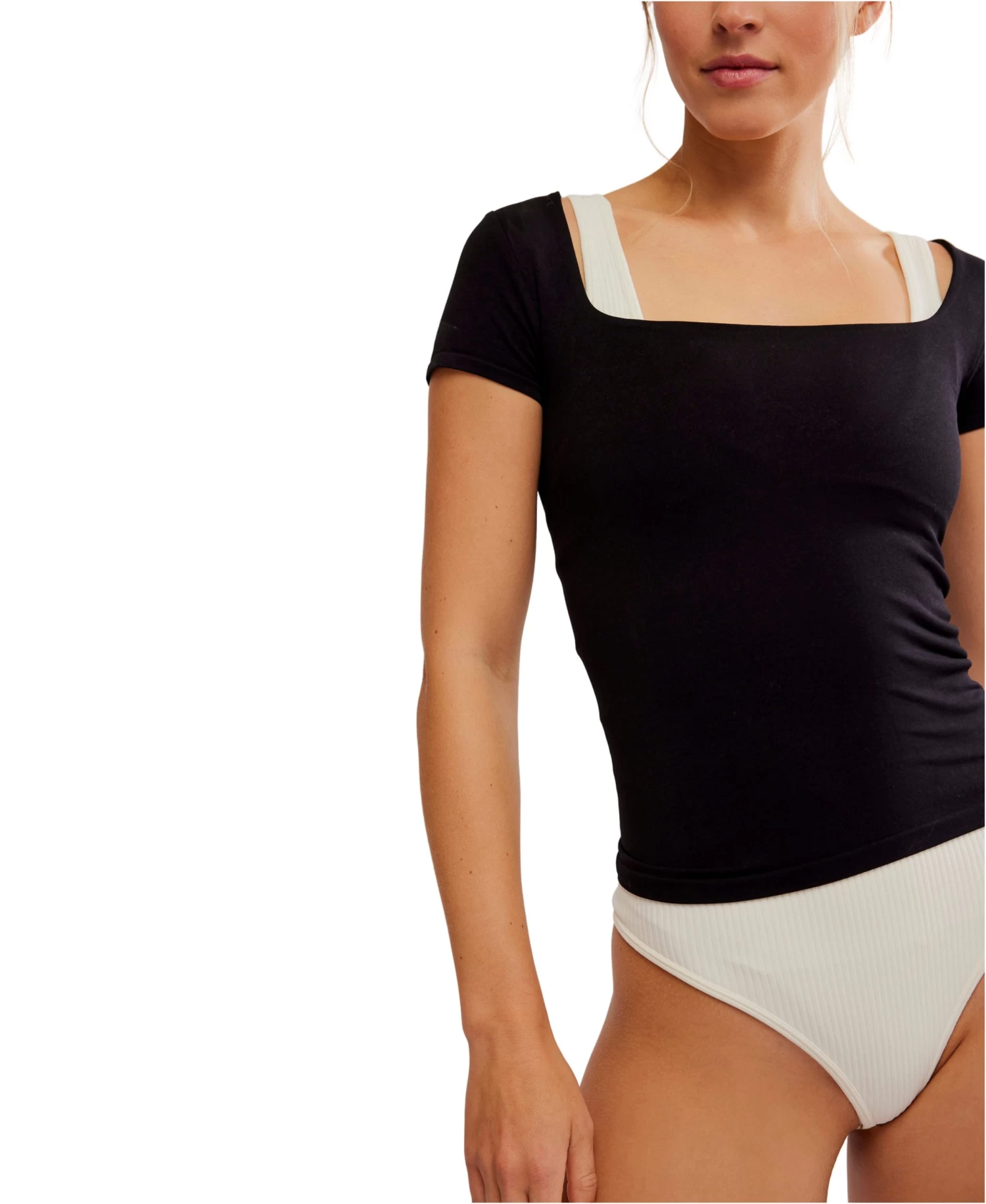 FREE PEOPLE Clean Lines Baby Tee In Black - Image 4