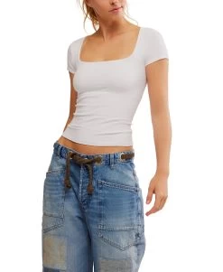 FREE PEOPLE Clean Lines Baby Tee In White