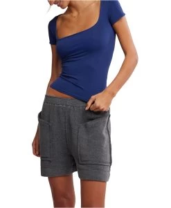 FREE PEOPLE Clean Lines Baby Tee In Blue