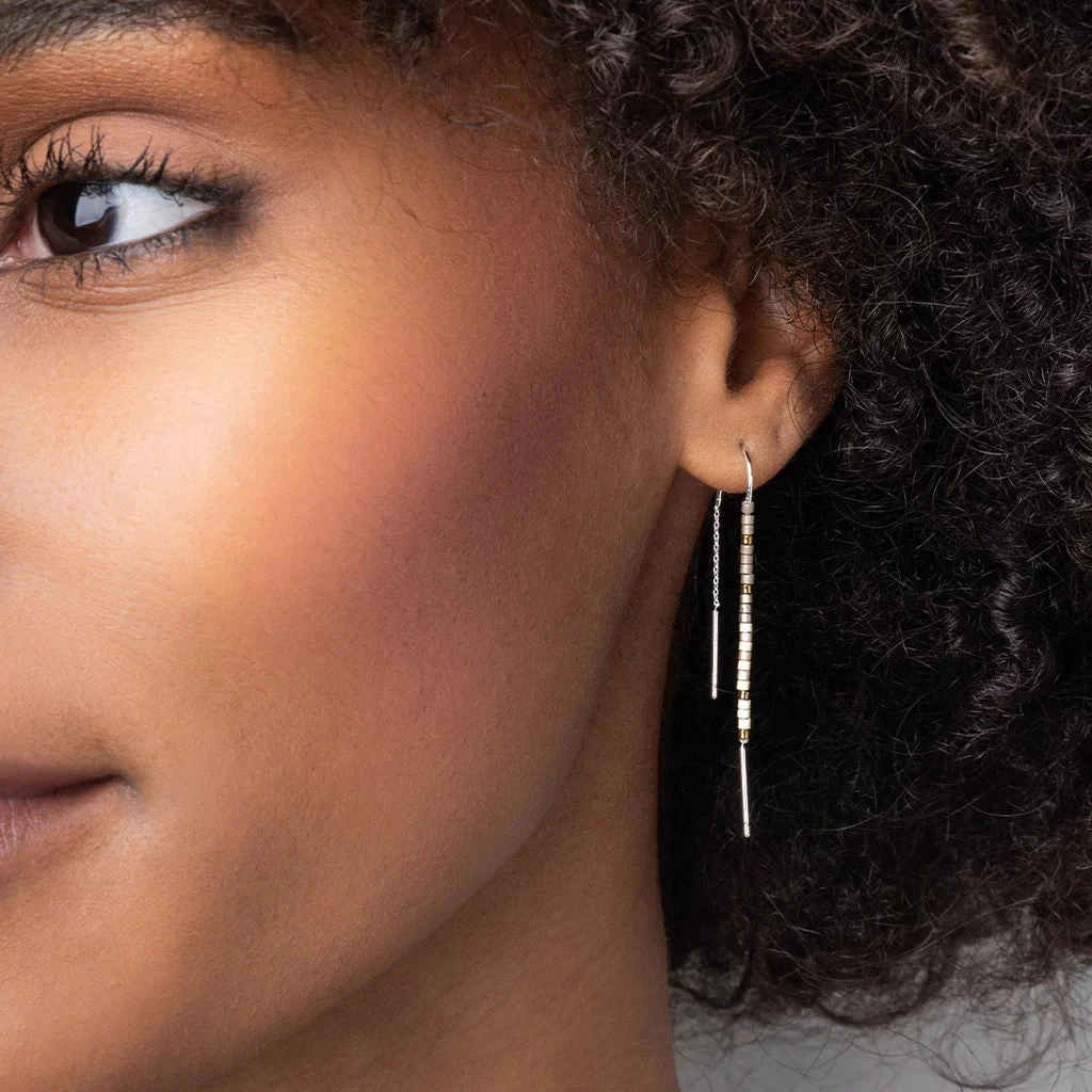 Thread Earrings In Dark Multi Gold - Image 2