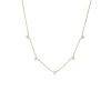 Scattered CZ Solitaire Three Prong Necklace