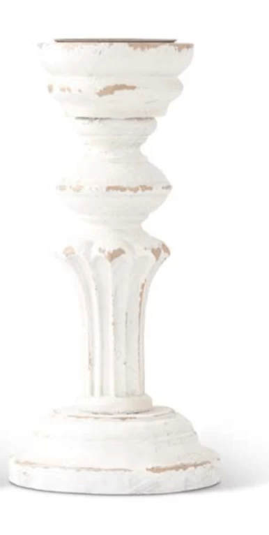 White Wood Candle Holder - Image 2