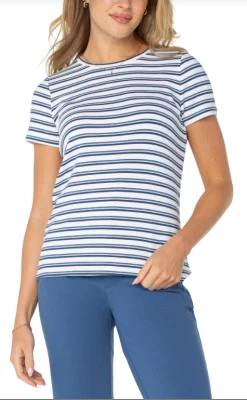 Short Sleeve Crewneck Knit Tee In Indigo