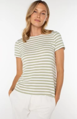 Short Sleeve Crewneck Knit Tee In Cream