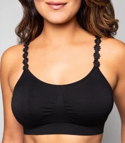 Flower Strap Bralette In Black