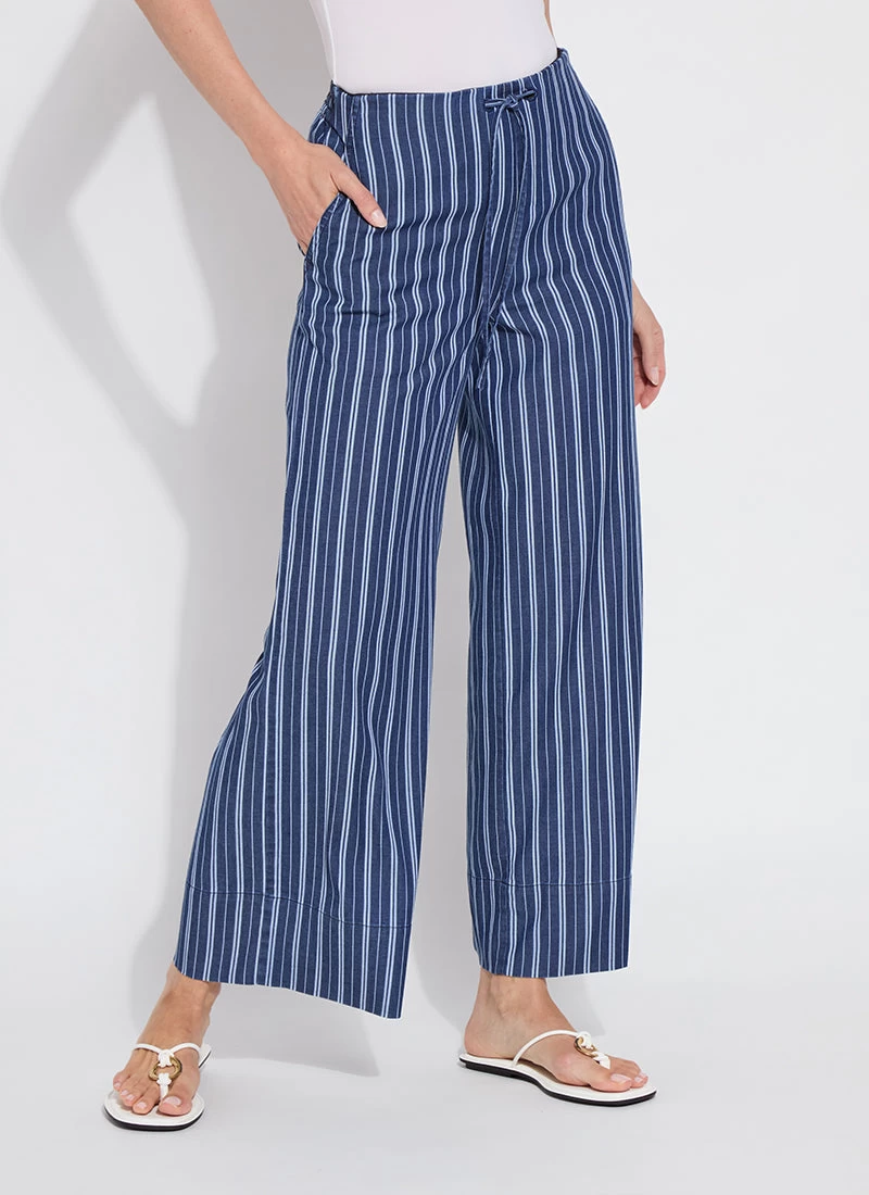 Serefina Wide Leg Trouser In Vacay Chambray Stripe