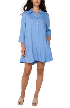 Shirt Dress With Flounce Hem