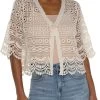 Short Sleeve Lace Bolero In Antique Ivory