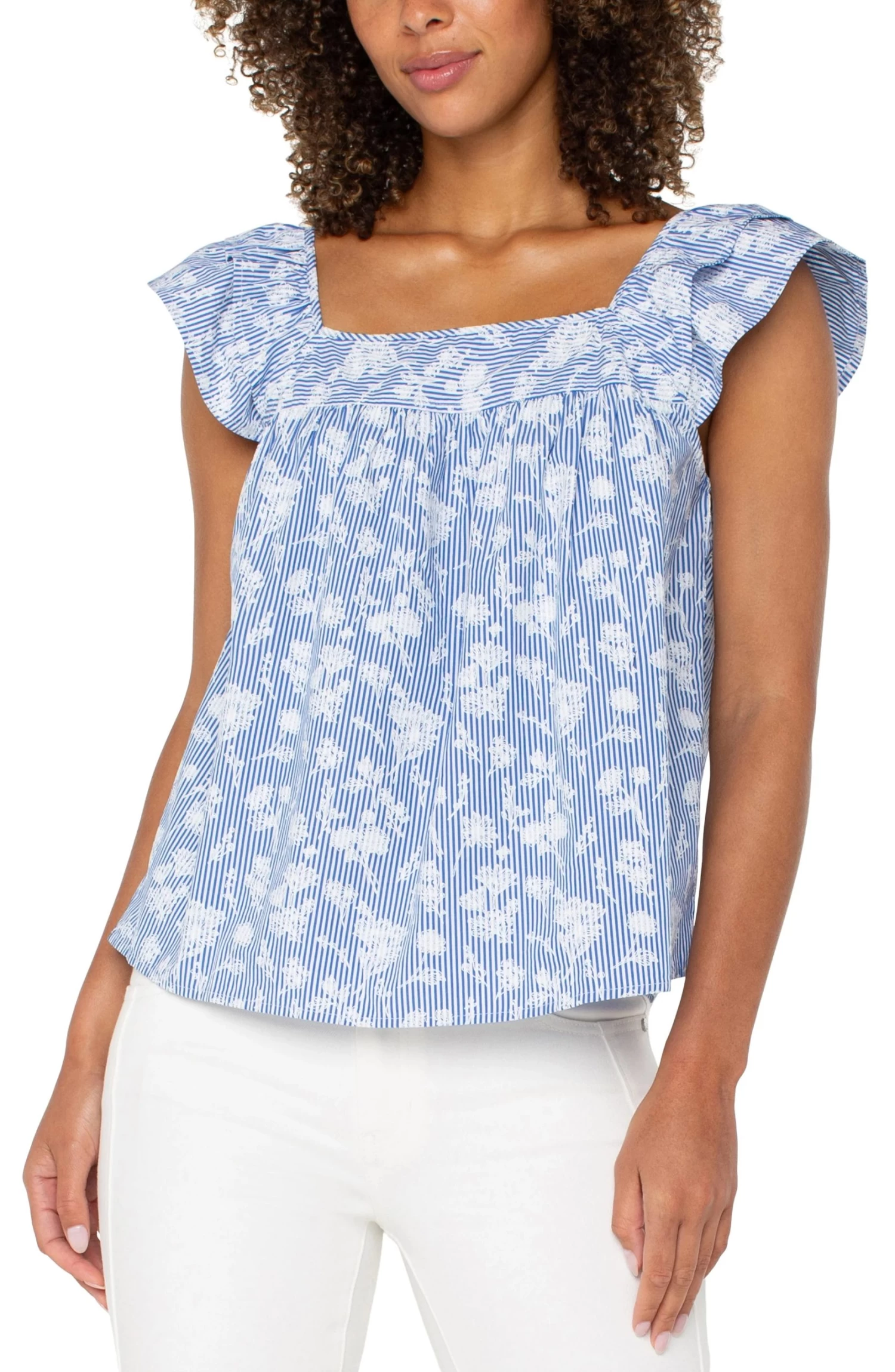 Short Sleeve Square Neck Woven Top - Image 4
