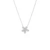 Pave X Baguette Fancy Flower Pendant Necklace In Silver