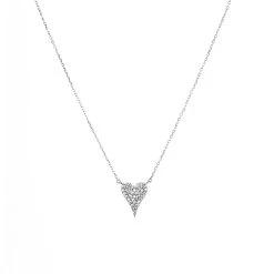 Sterling Pave Heart Necklace In Silver