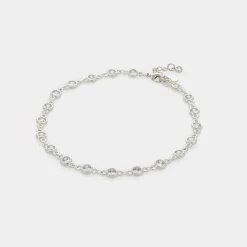 Simulated Diamond Anklet In Silver