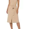 Sleeveless Shirt Dress With Slits In Cappuccino