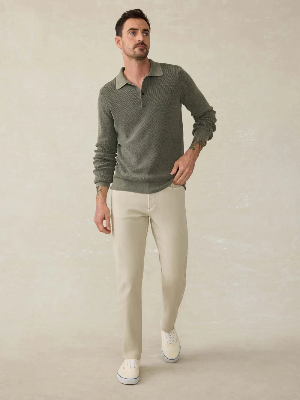 Stretch Terry 5-Pocket Pant In Stone - Image 2