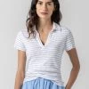 Striped Polo Tee In Surf Stripe