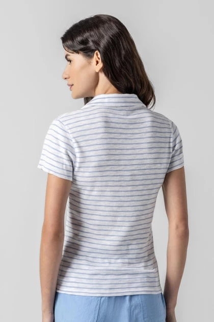 Striped Polo Tee In Surf Stripe - Image 2