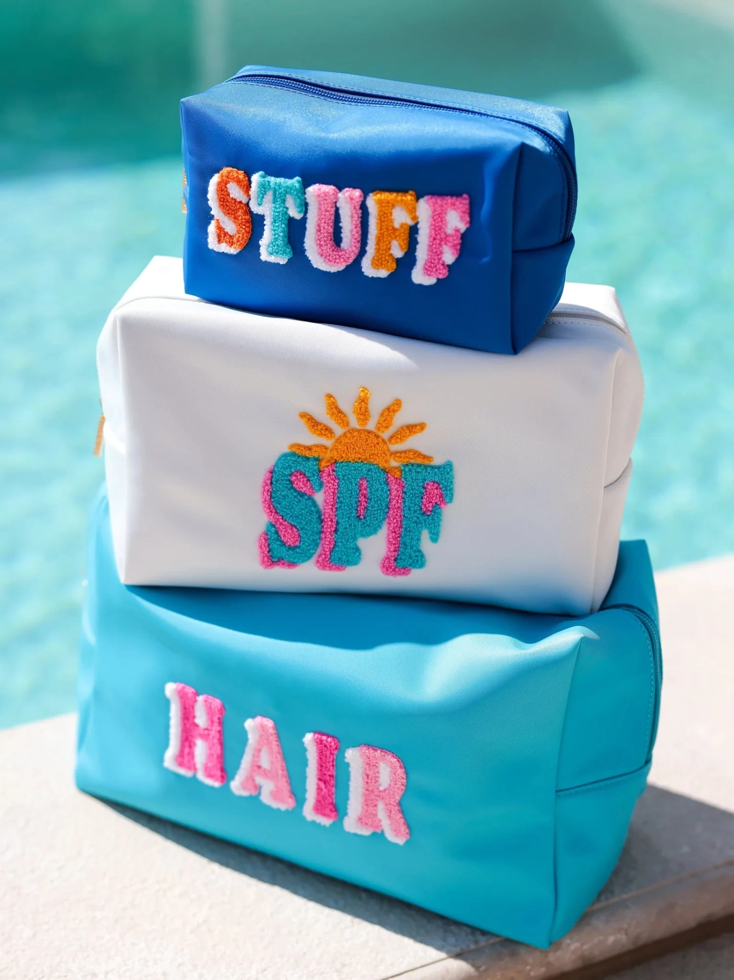 "Stuff" Small Zip Pouch In Ocean - Image 3