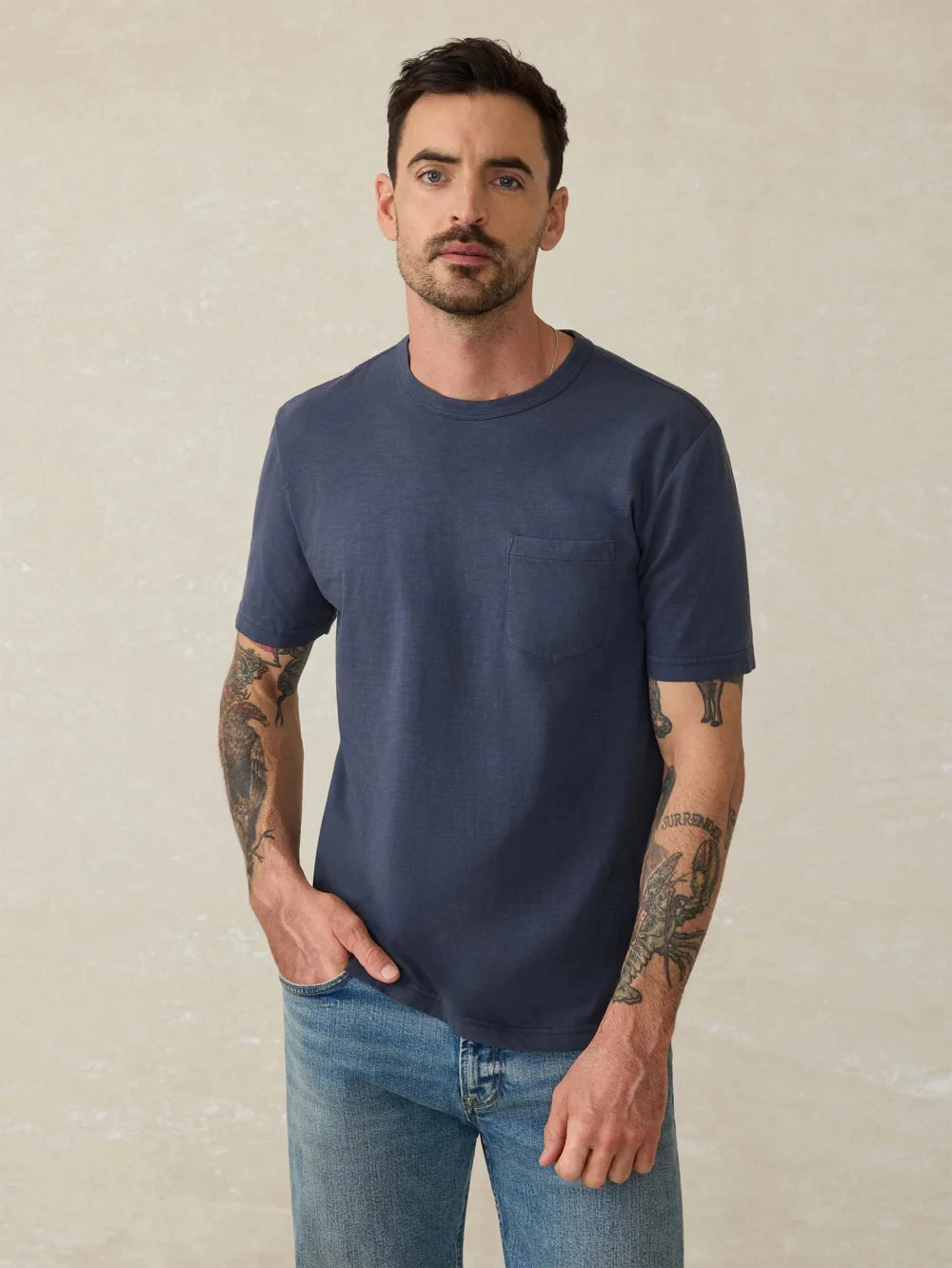 Sunwashed Pocket Tee In Dune Navy