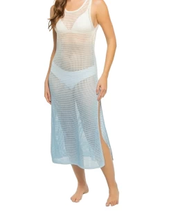 Dip Dye Mesh Dress In Island Blue