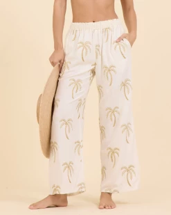 Soft White Golden Palm Pant
