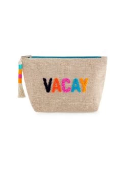 "Vacay" Zip Pouch In Natural