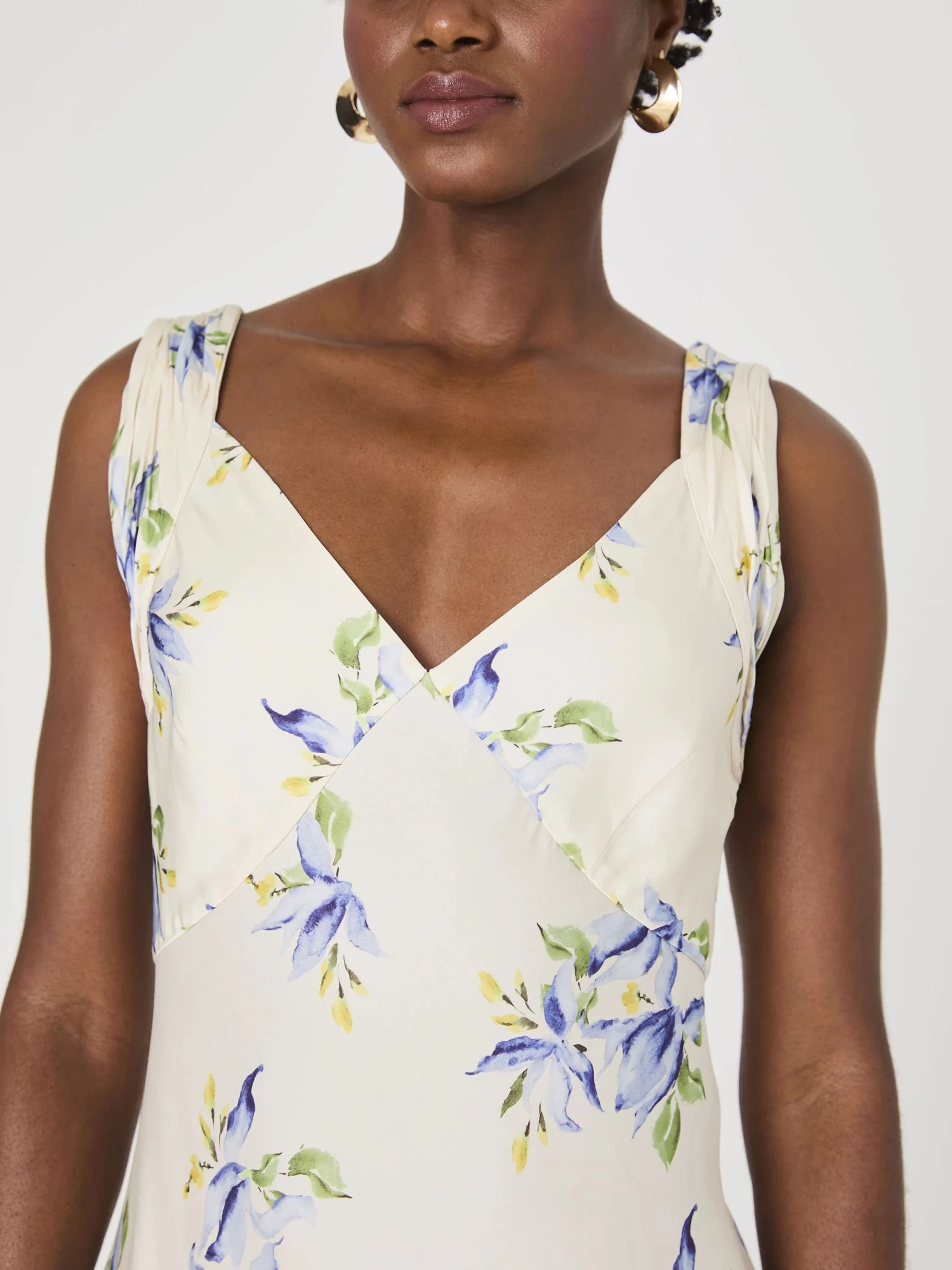 French Connection Vivian Ennis Satin Midaxi Dress In Pale Iris Multi - Image 4