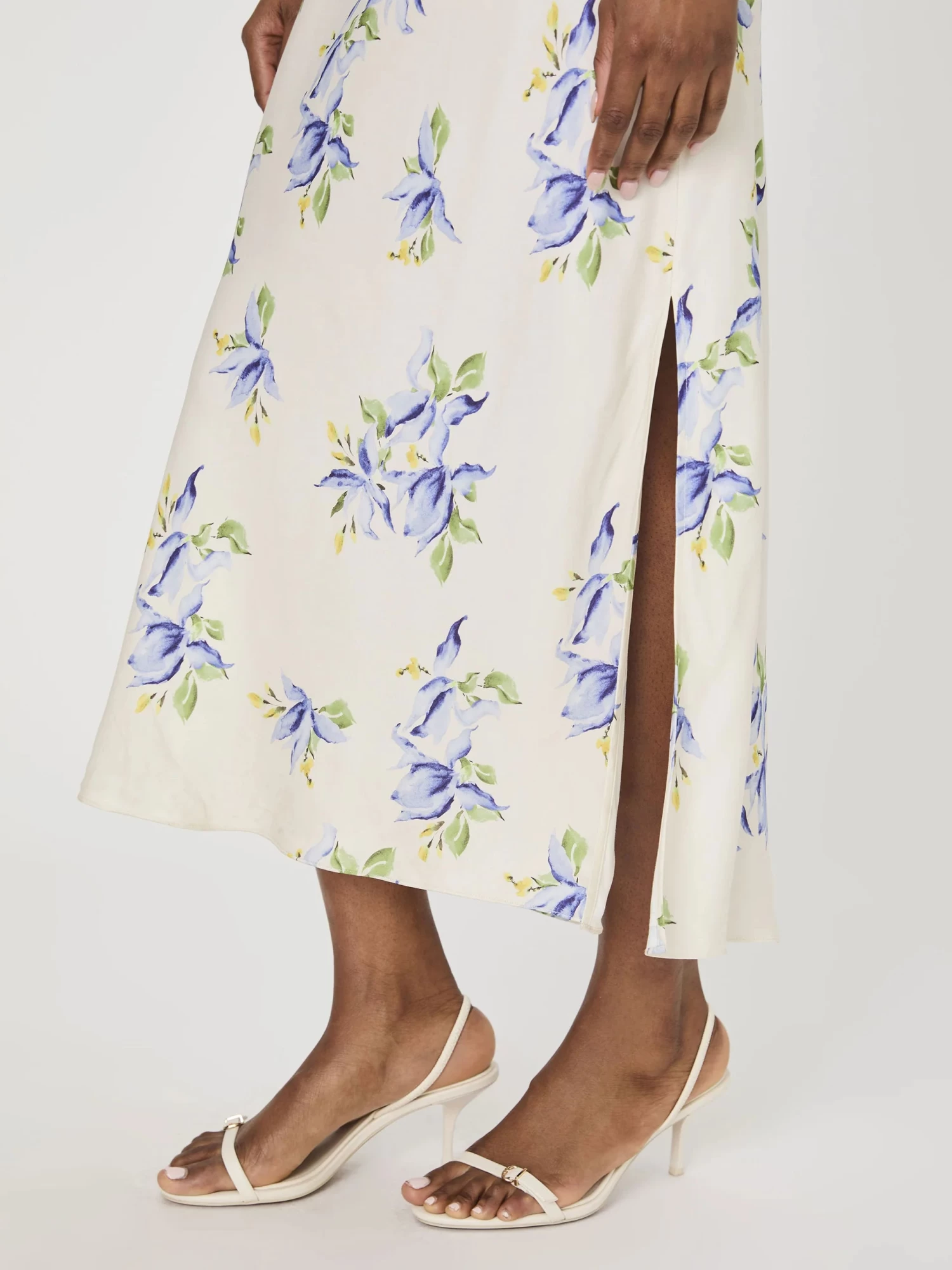 French Connection Vivian Ennis Satin Midaxi Dress In Pale Iris Multi - Image 5