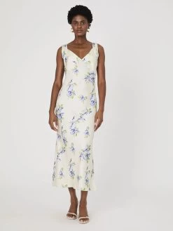 French Connection Vivian Ennis Satin Midaxi Dress In Pale Iris Multi