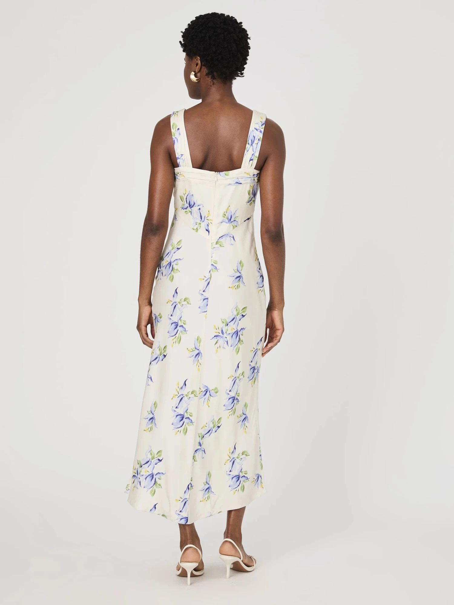 French Connection Vivian Ennis Satin Midaxi Dress In Pale Iris Multi - Image 6
