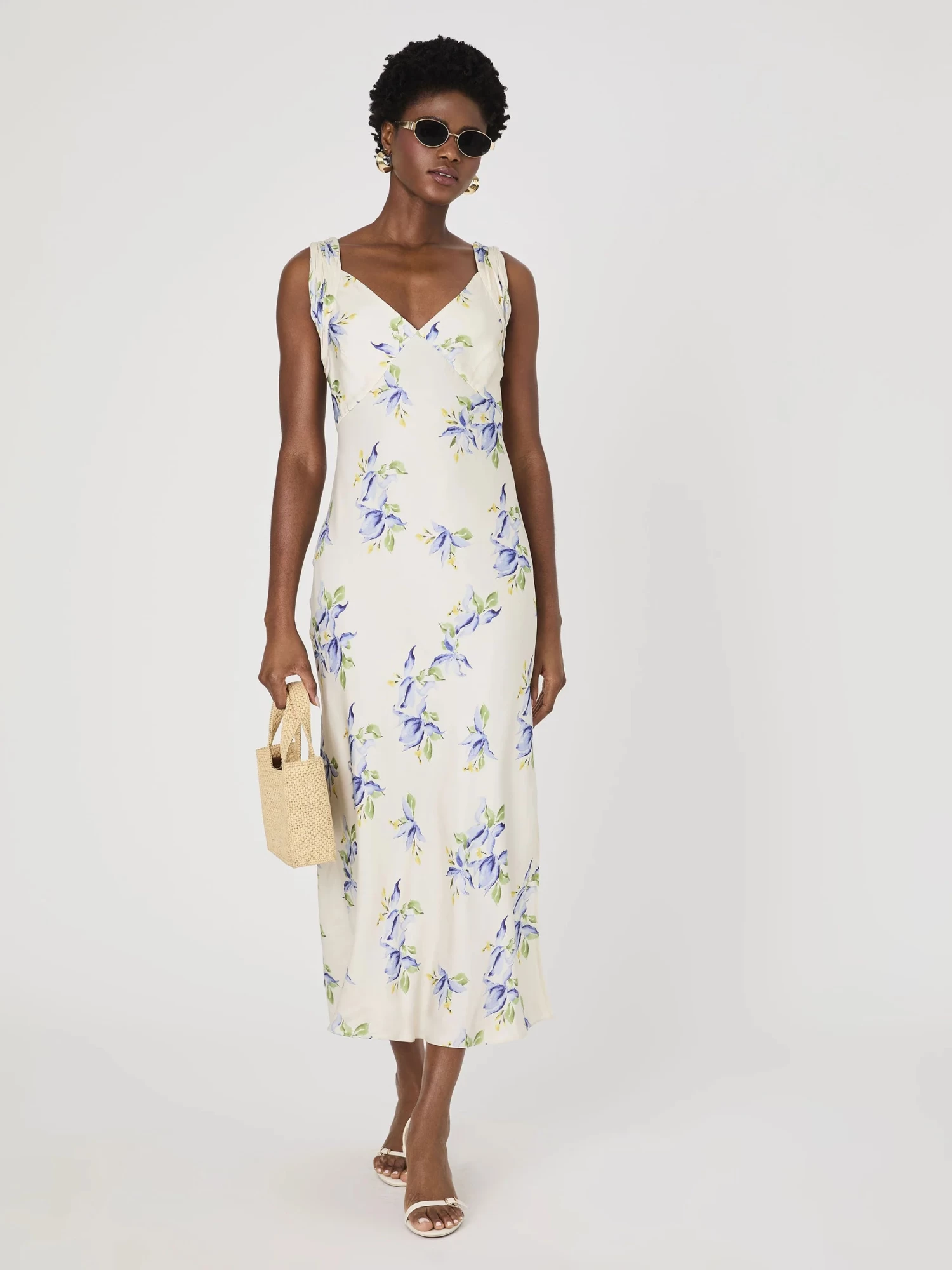 French Connection Vivian Ennis Satin Midaxi Dress In Pale Iris Multi - Image 2