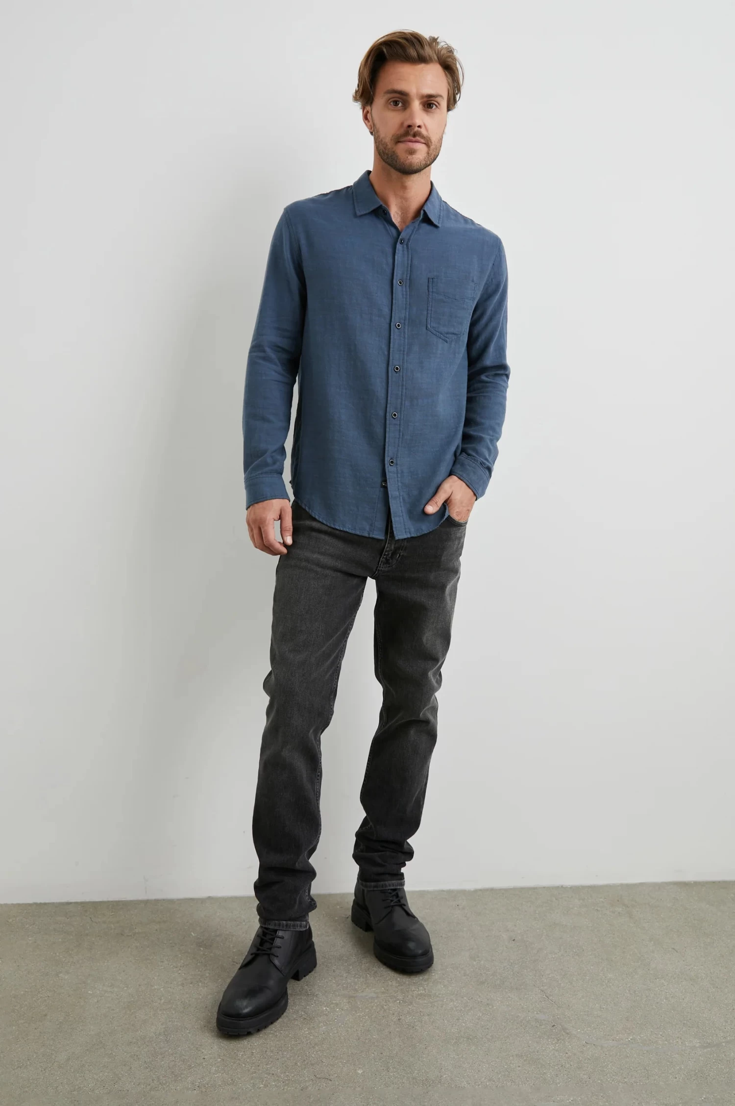 RAILS Wyatt Long Sleeve Button Down In Sea Blue - Image 3