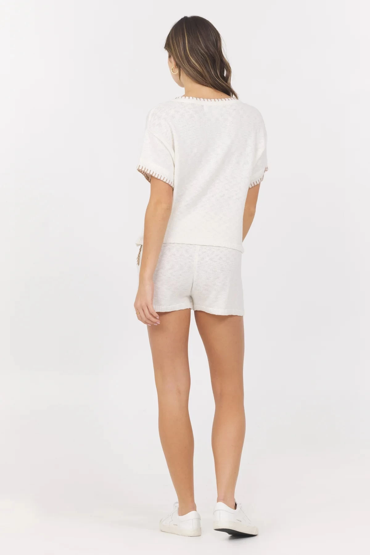 White Summer Sand Sweater With Whipstitch - Image 4