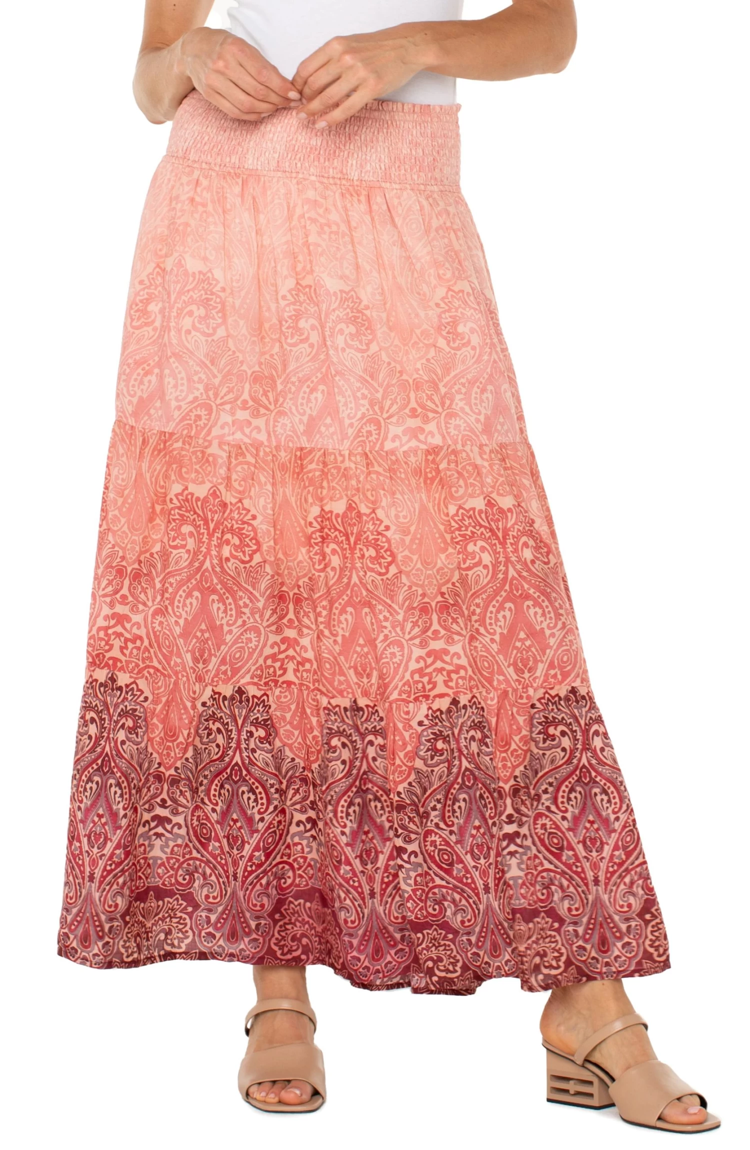 Woven Maxi Skirt In Mauve Ombre Paisley