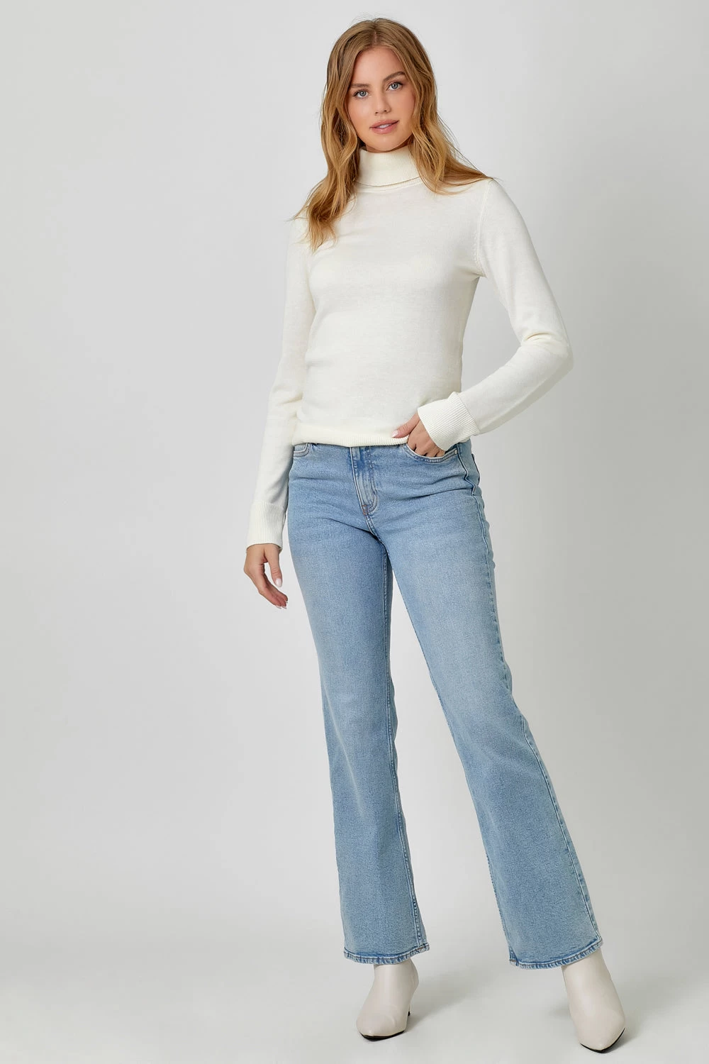 Fitted Turtleneck Sweater In Ivory - Image 6