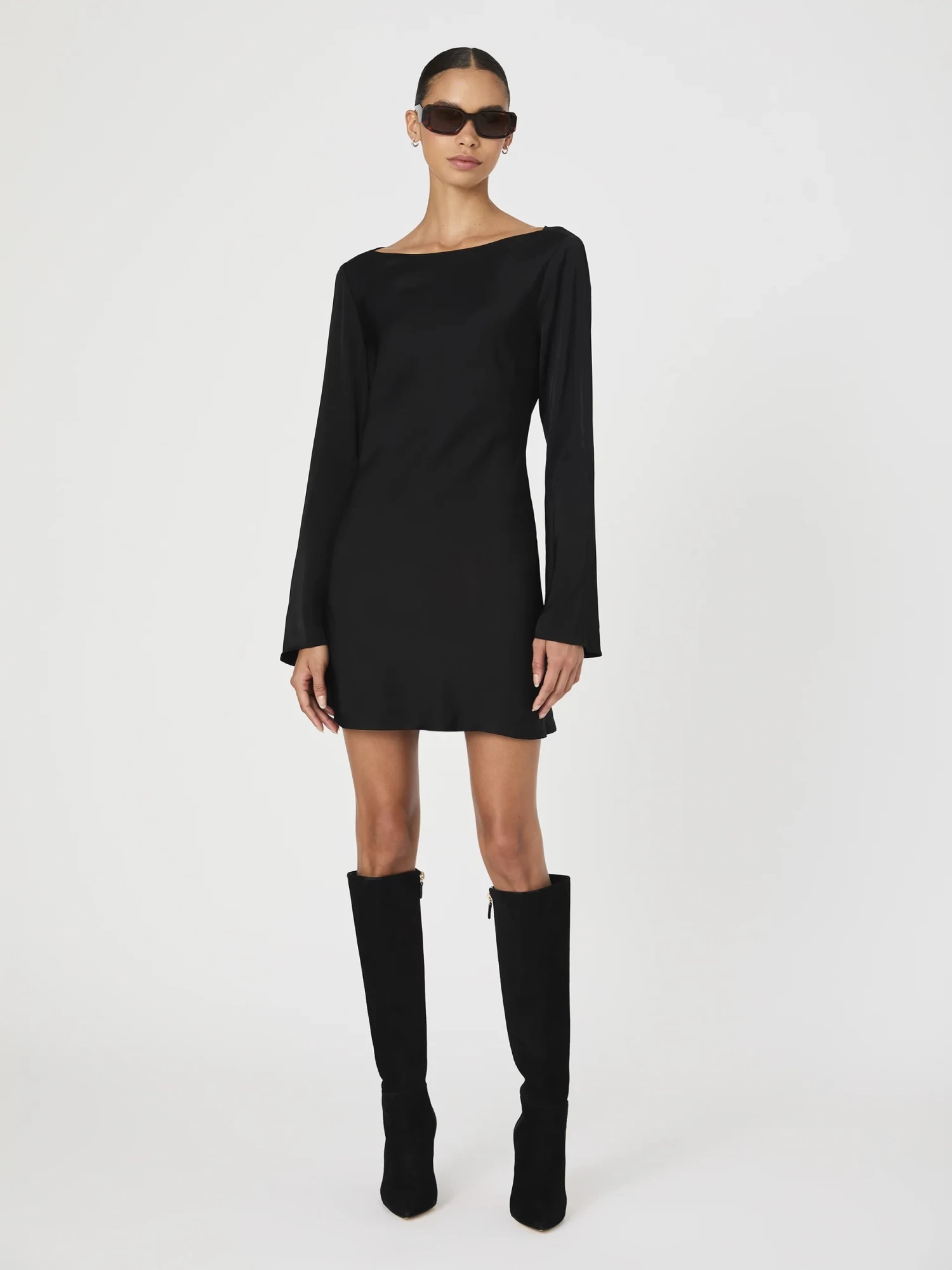 French Connection Ennis Satin Longsleeve Mini Dress - Image 3