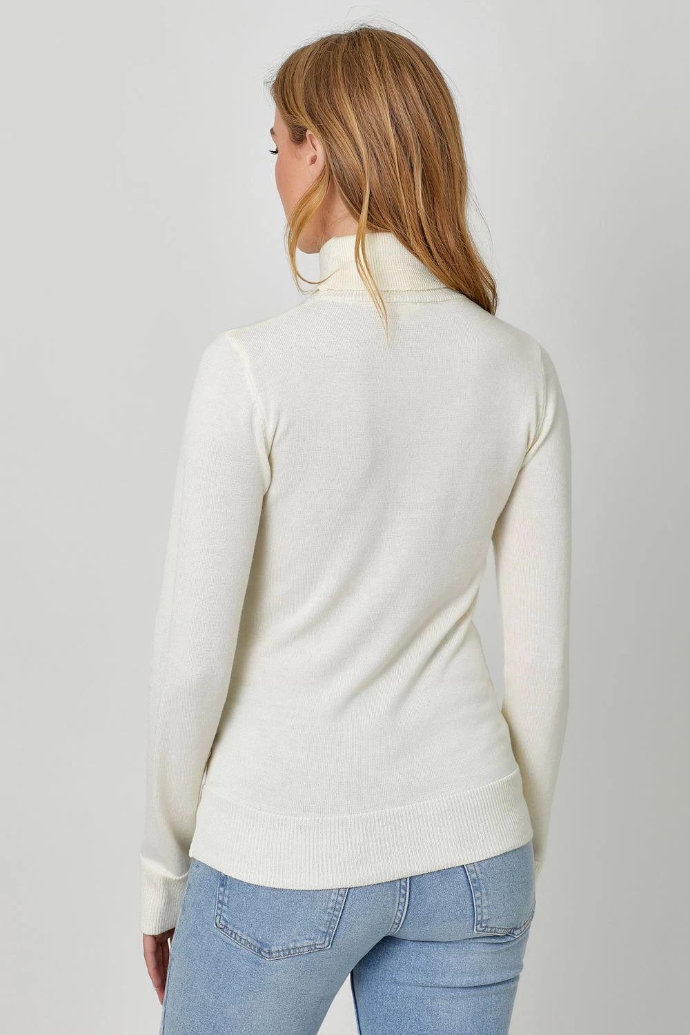Fitted Turtleneck Sweater In Ivory - Image 4