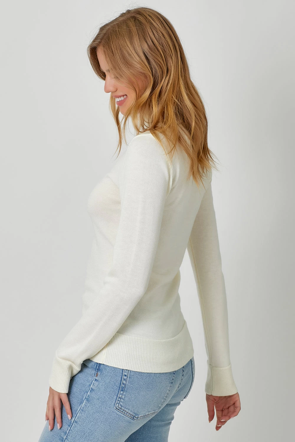 Fitted Turtleneck Sweater In Ivory - Image 5