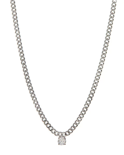 Luv AJ Bardot Stud Charm Necklace In Silver