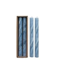 Marbled Tapers Set Of 2 - Blue