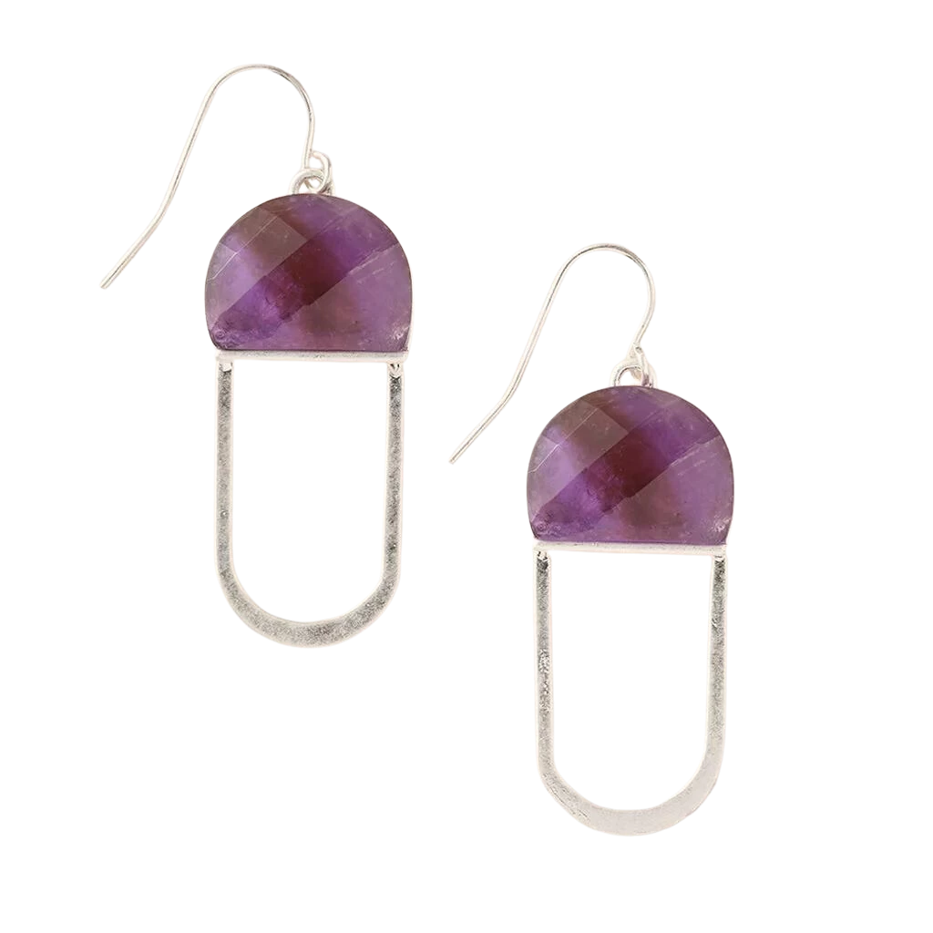 Stone Chandelier Earrings In Amethyst