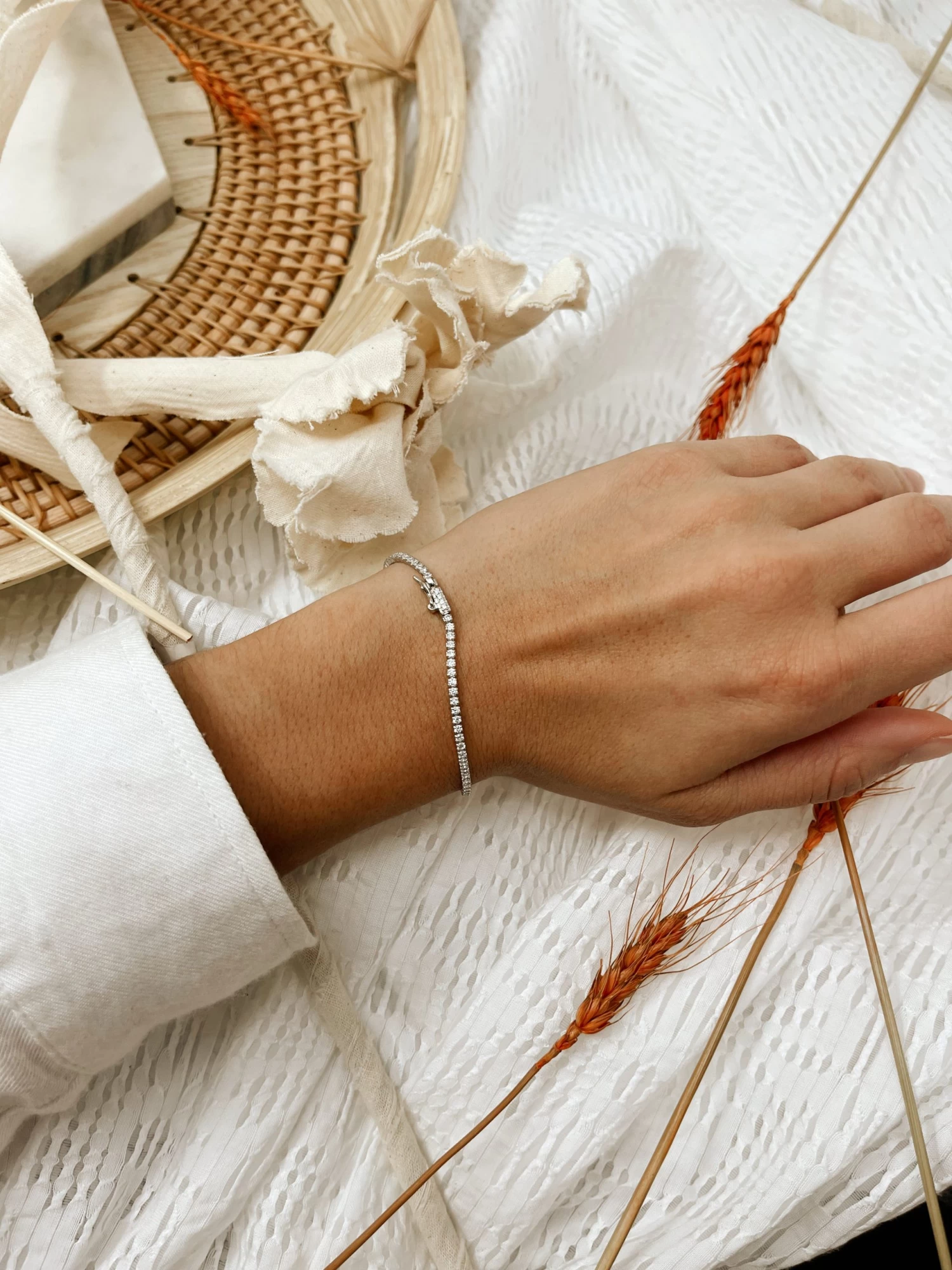 Classic Thin Tennis Bracelet In Silver - Image 2