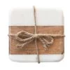 Set Of 4 Marble & Wood Coasters