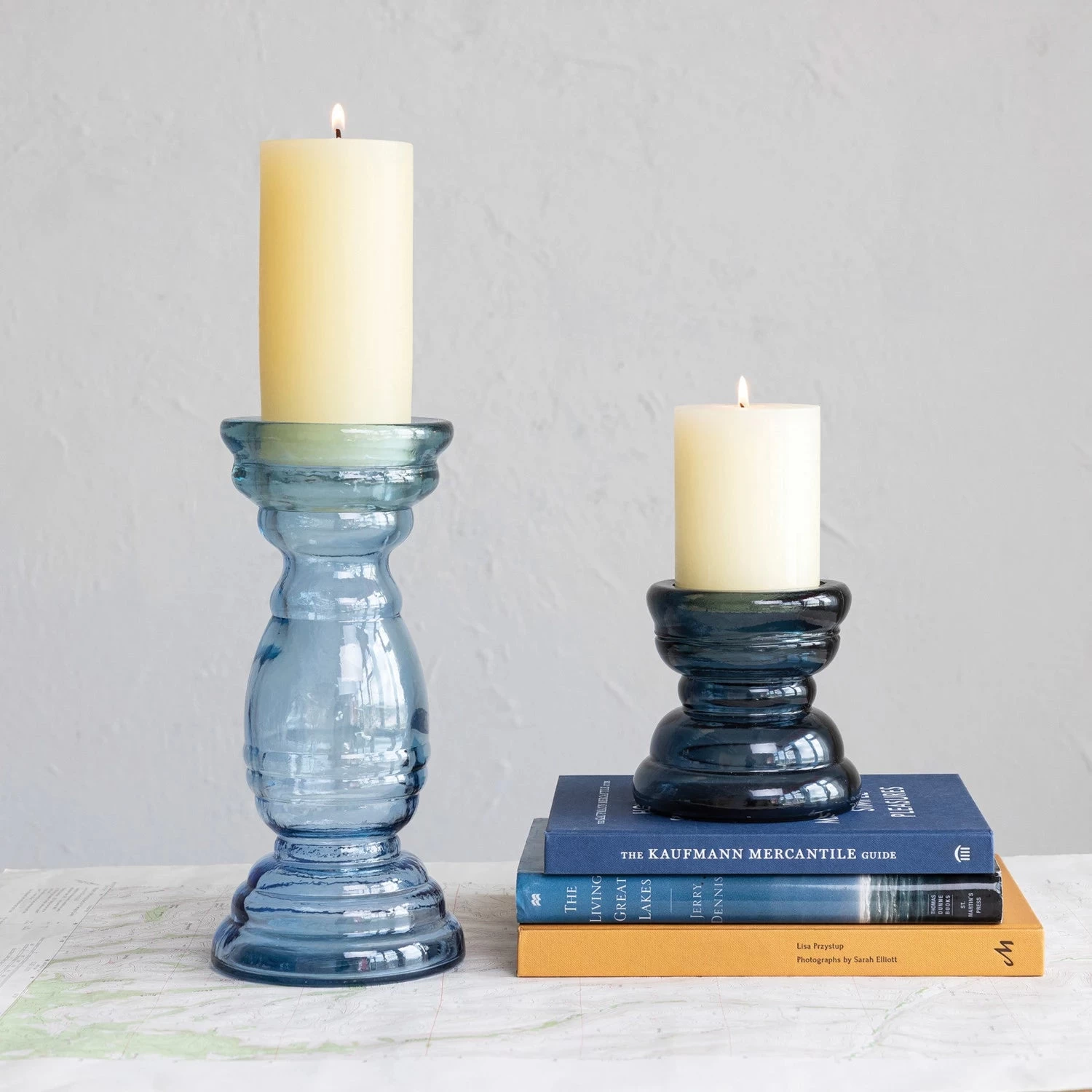 Blue Glass Candle Holder - Image 2