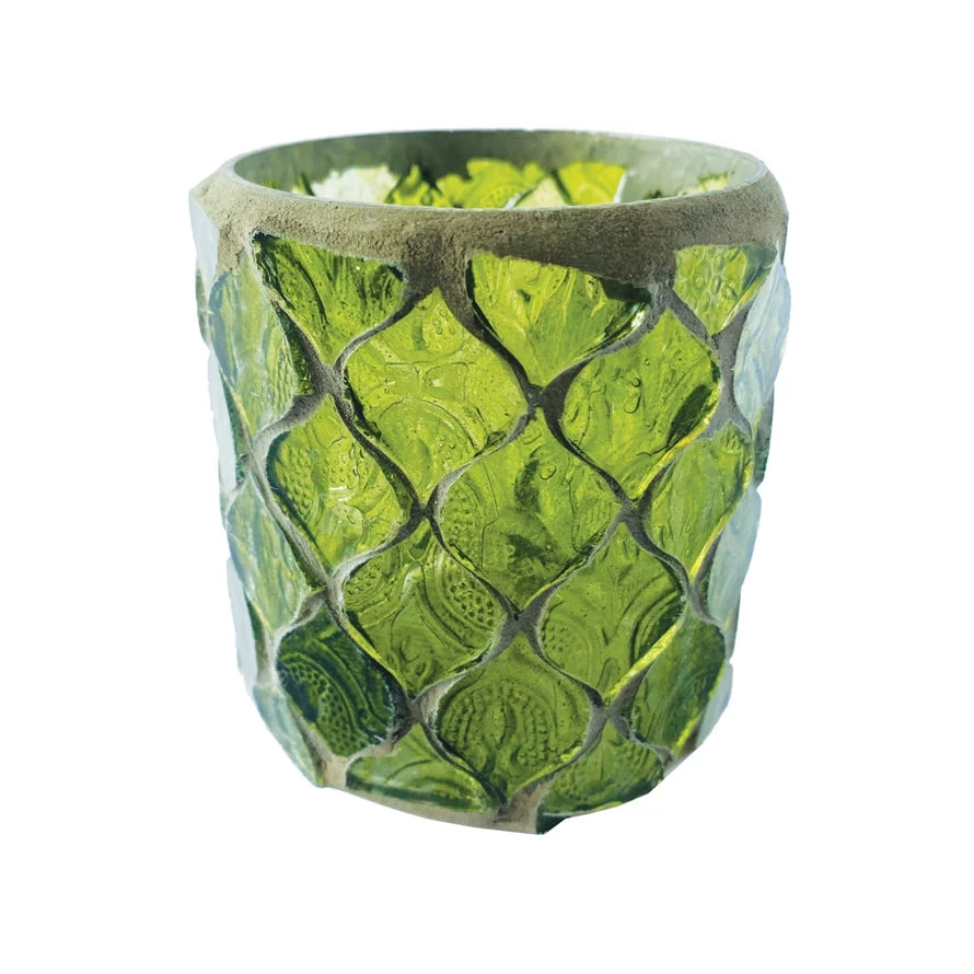 Green Mosaic Votive Holder