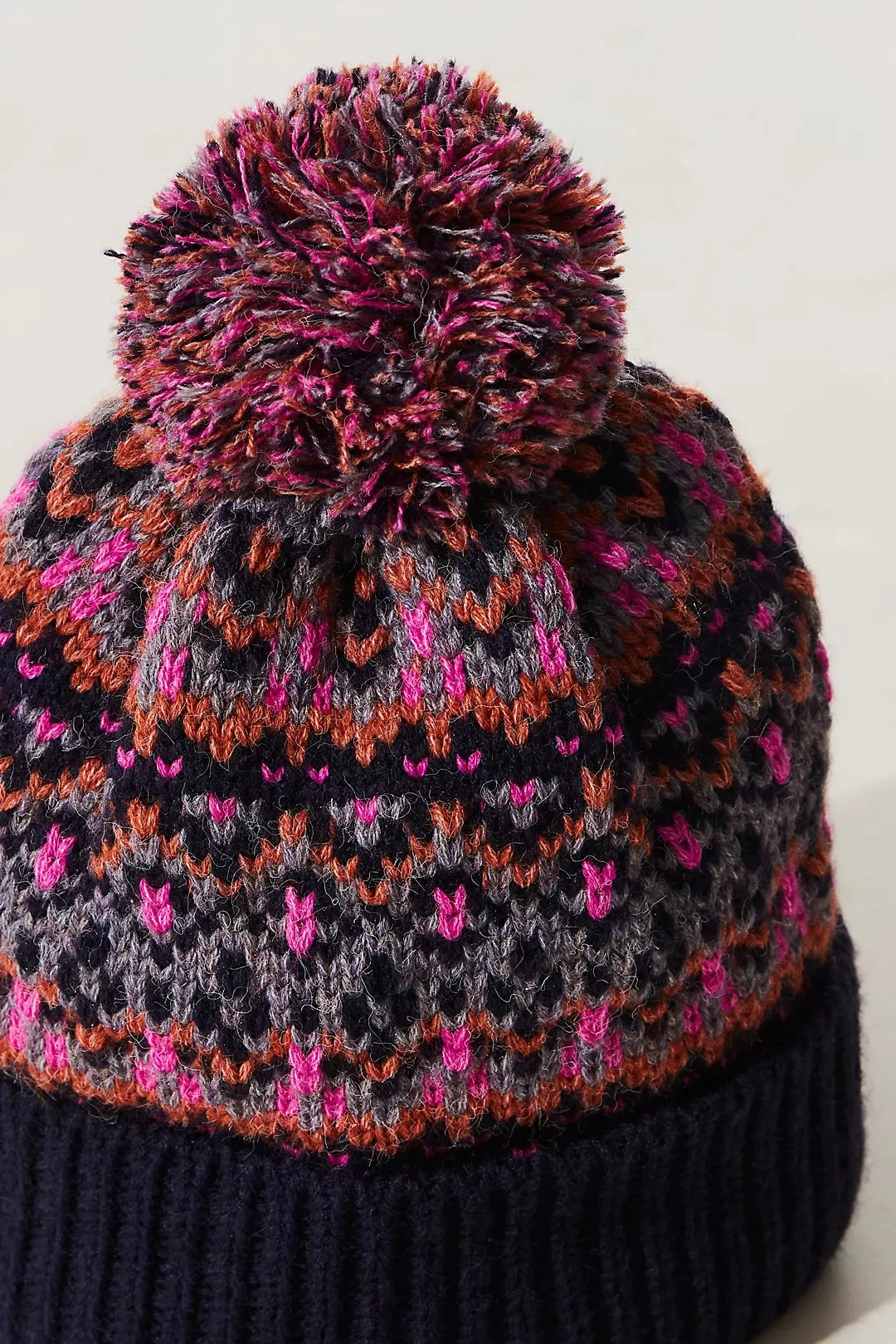 FREE PEOPLE First Frost Fairisle Pom Beanie In Navy - Image 3