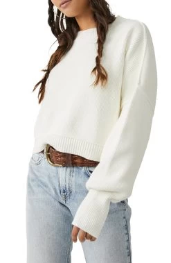 FREE PEOPLE Easy Street Crop Pullover In Moonglow