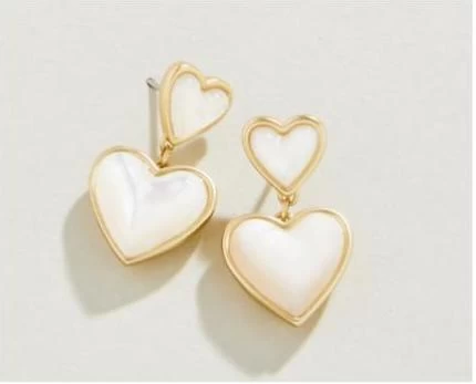 Mother Of Pearl Full Heart Earrings
