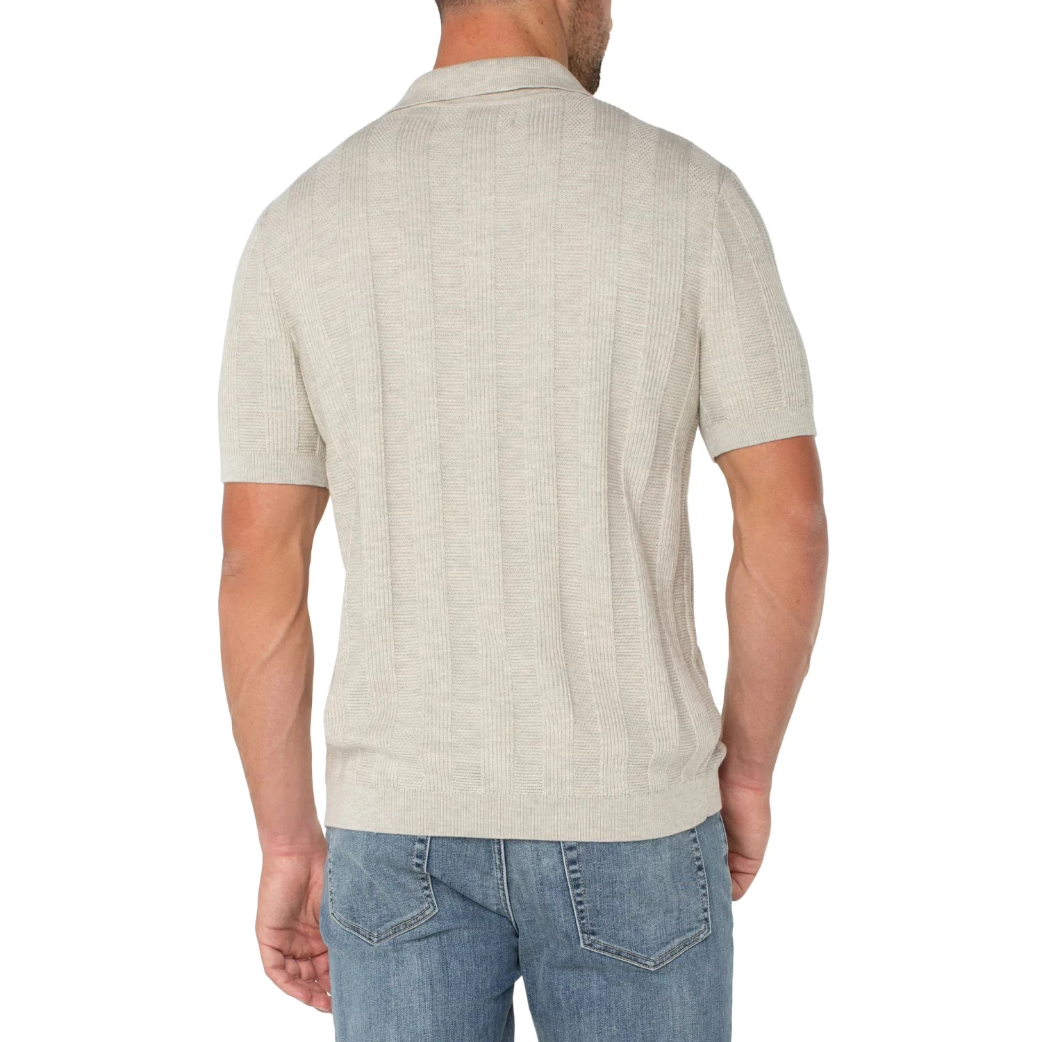 OatmealShort Sleeve Sweater Knit Polo - Image 4